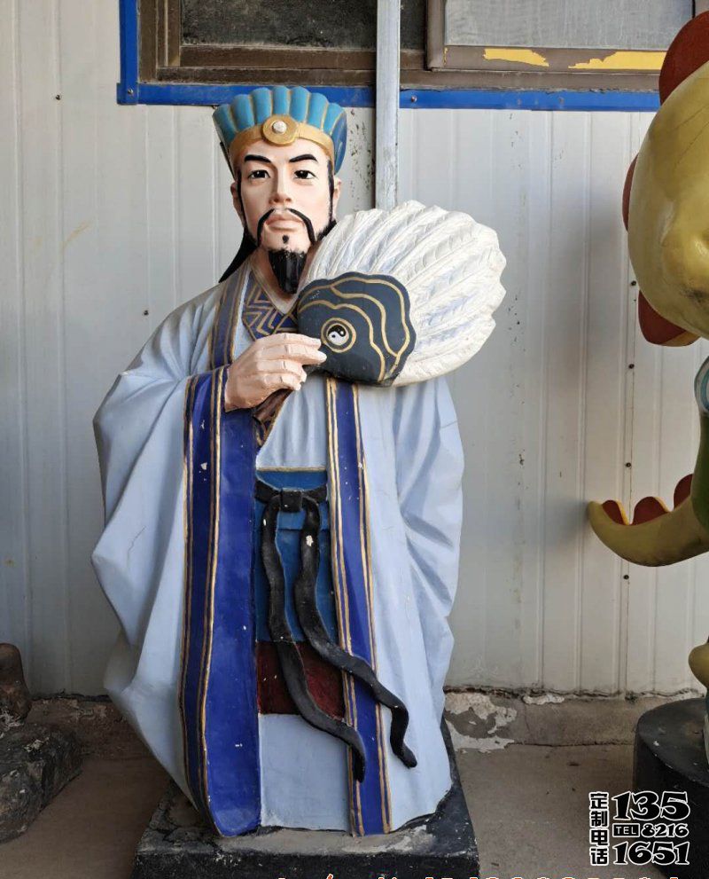 景區寺廟擺放玻璃鋼彩繪諸葛亮雕塑 景區寺廟擺放玻璃鋼彩繪諸葛亮雕塑