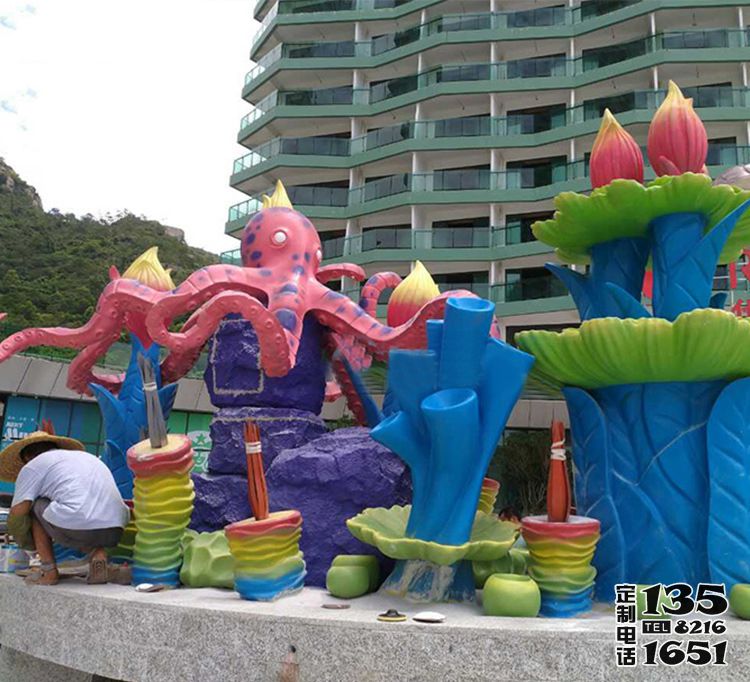 兒童游樂(lè)場(chǎng)玻璃鋼卡通章魚(yú)景觀主題雕塑 兒童游樂(lè)場(chǎng)玻璃鋼卡通章魚(yú)景觀主題雕塑