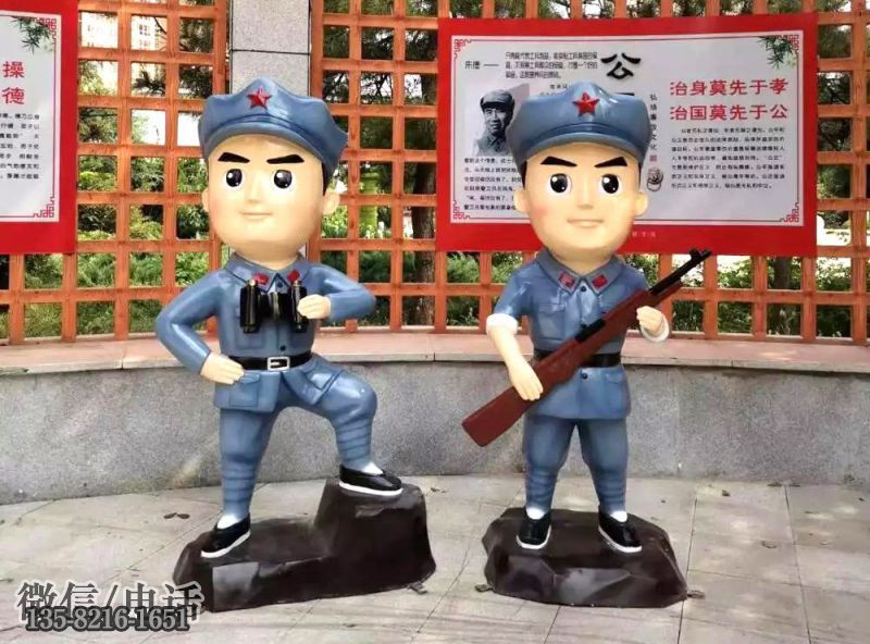 社區玻璃鋼八路軍戰士雕塑擺件 社區玻璃鋼八路軍戰士雕塑擺件